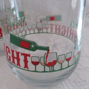 Set 4 Holiday Wine Glasses Making Spirits Bright